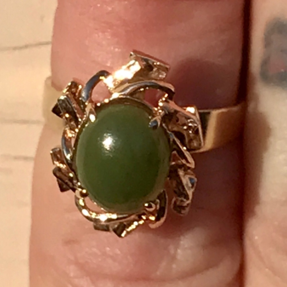 ❌❌❌SOLD❌❌❌ANTIQUE NATURAL JADE 10 KT YELLOW - Picture 3 of 13